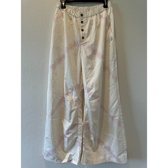 Free People Pregame Printed Wide Lightweight Pants Medium White Pink Tie Dye - Picture 3 of 7